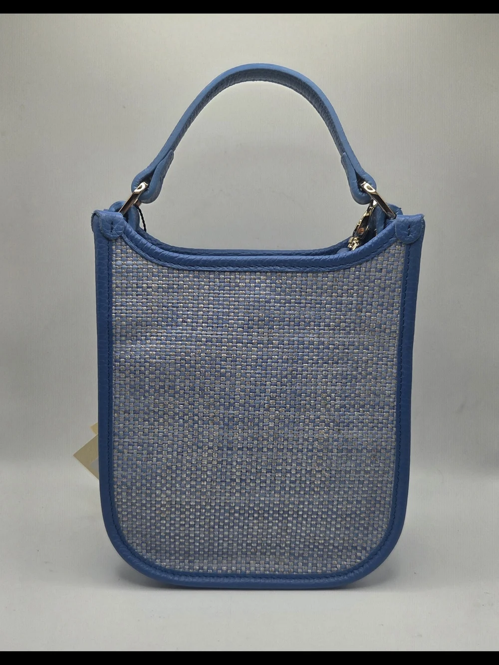 Masters 2026 Handmade Blue Leather Woven Straw Crossbody Purse Bag - Picture 2 of 6